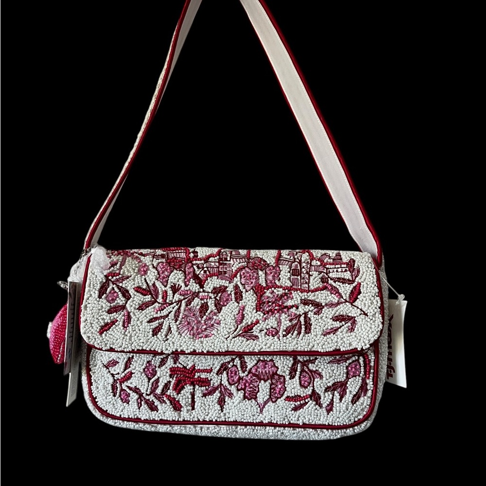New Release Handcrafted In India Cherry Blossom Floral Pink Beaded Bag Viral